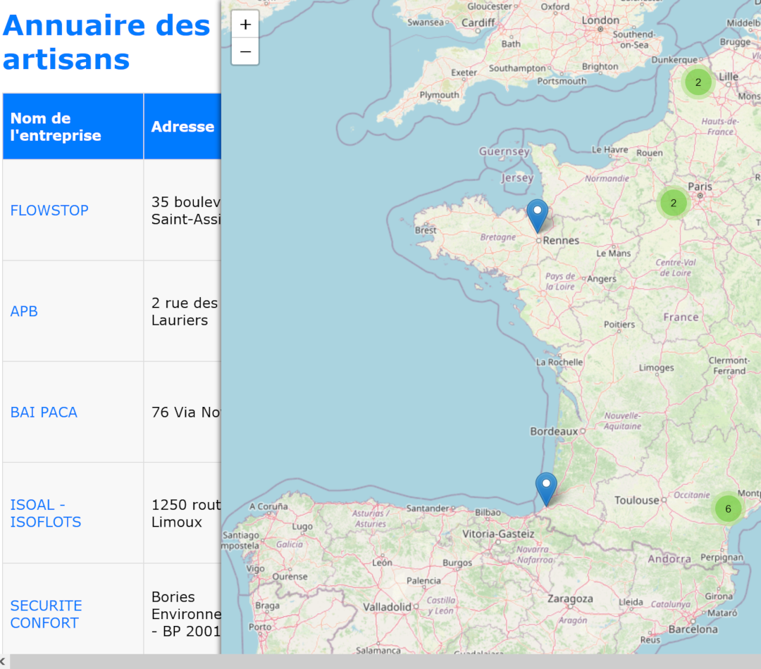Démo annuaire artisans